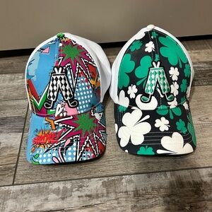 Royal & Awesome Paddy Par golf baseball cap lot of 2 - Par green and Partoon